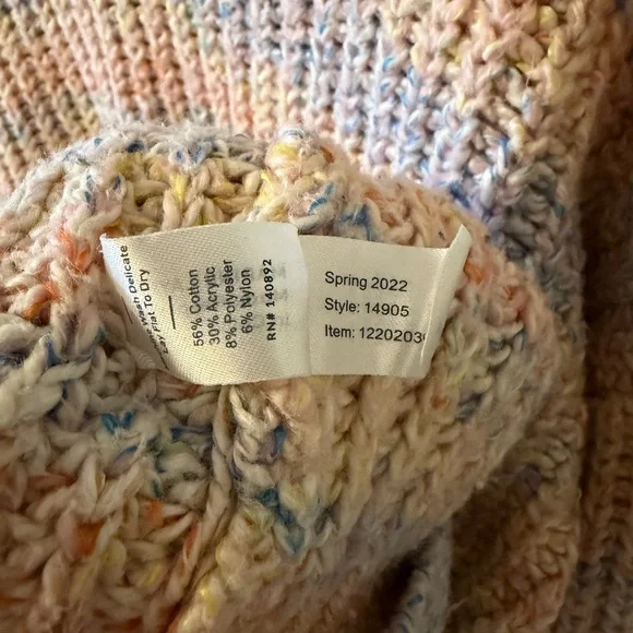 Marine Layer Quinn Crewneck Oversized Sweater Pastel Rainbow XL - Picture 7 of 9